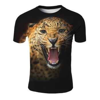 Dark leopard print leopard head pattern T-shirt