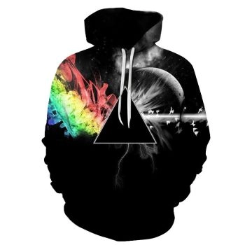 Printed 3D sweatshirt pullover round neck with hood