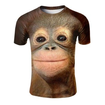 Funny gorilla big head print T-shirt