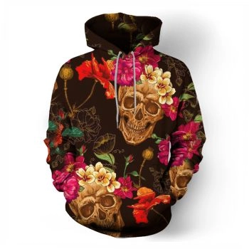  Colorful floral skull printed sweatshirt