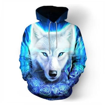  Wolf head pattern fashion casual printed sweatshirt