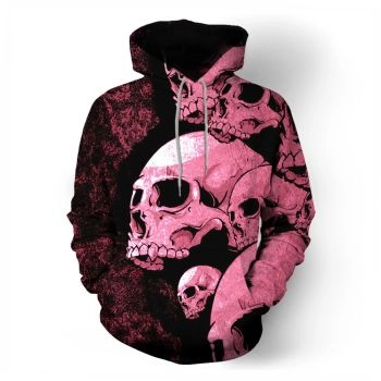  Printed pink skull casual sweatshirt