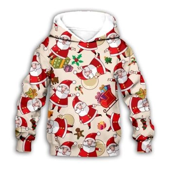 Classical And Elegance Red Santa Claus Pattern Christmas Hoodie