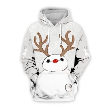 Loose And Fashion White Snowman Pattern Christmas Hoodie