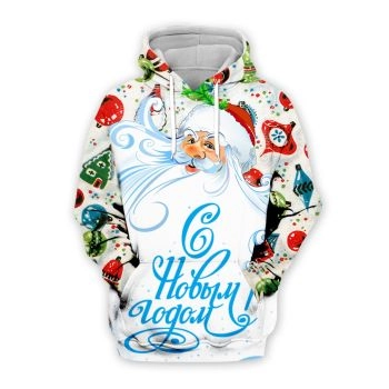 Cute White Santa Claus Pattern Christmas Hoodie