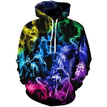Personalized printed smoke skull hooded sweatshirt