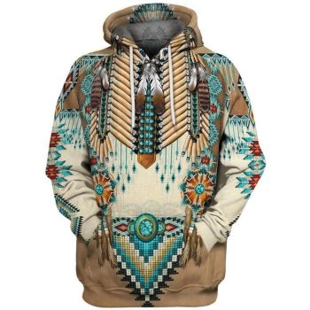 Pretty Brown  Feather Skull Pattern Indians Hoodie
