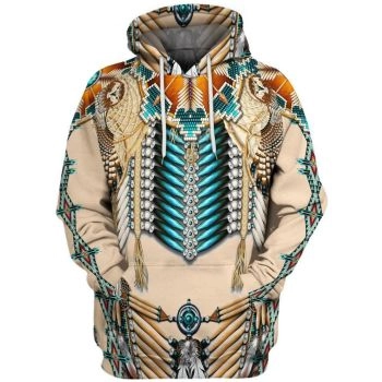 Gorgeous Brown  Feather Skull Pattern Indians Hoodie