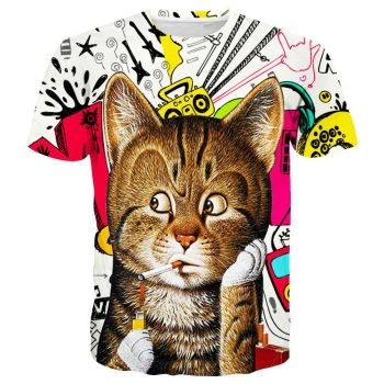 brown-cat syaimn neutral print t-shirt