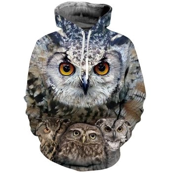  Printed owl casual loose sweatshirt 