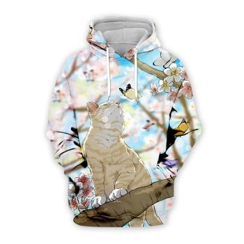 Loose Colorful Cat Pattern Animals Hoodie
