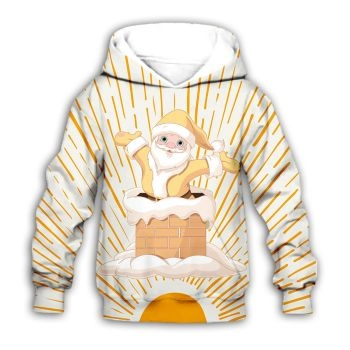 Gorgeous White Yellow Santa Claus Pattern Christmas Hoodie
