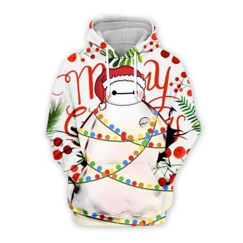 Vintage  And Loose White Snowman Pattern Christmas Hoodie