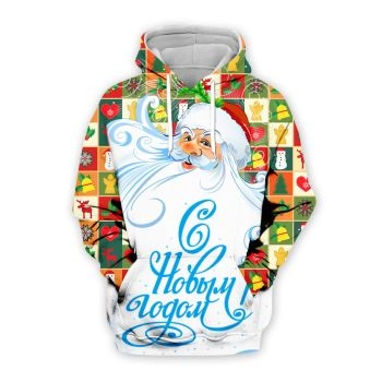 Temperament White Santa Claus Pattern Christmas Hoodie