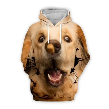Vintage  Brown Dog Pattern Animals Hoodie
