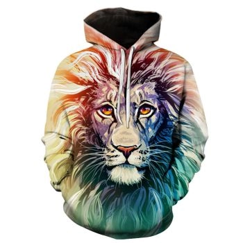  Dazzling lion head hooded sweatshirt 