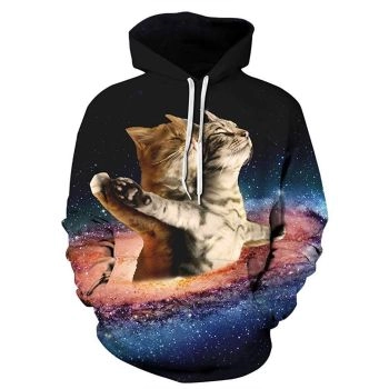  Printed animal pattern starry sky cat casual sweatshirt 