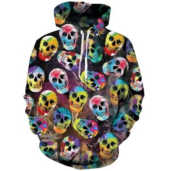  Dazzling skull pile hooded pullover sweatshirt