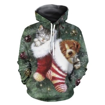 Christmas cute cat hooded loose sweater 