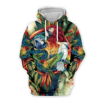 Street Colorful Parrot Pattern Animals Hoodie