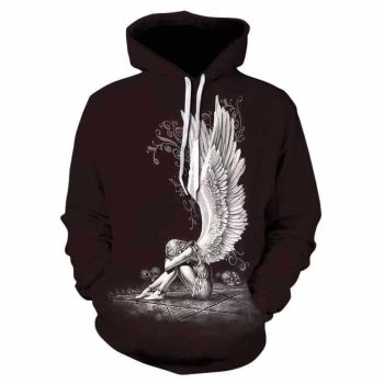  Printed fallen angel skull casual sweatshirt