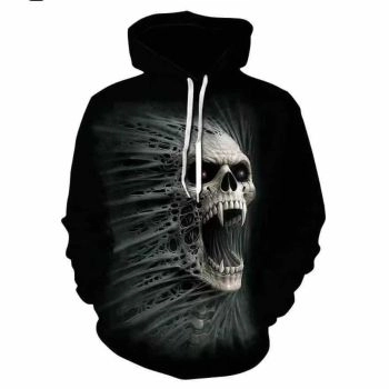 Crazy skull hooded casual sweatshirt