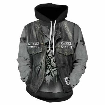 Fur print hooded fashion casual sweater 