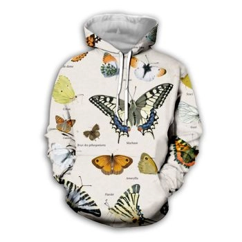 Gorgeous White Butterfly Pattern Animals Hoodie