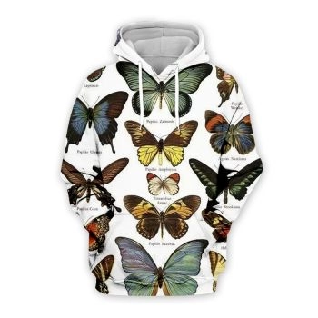Fashion White Butterfly Pattern Animals Hoodie