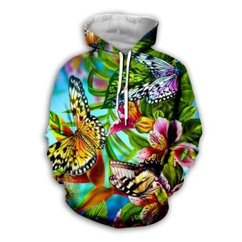 Elegance Colorful Butterfly Pattern Animals Hoodie