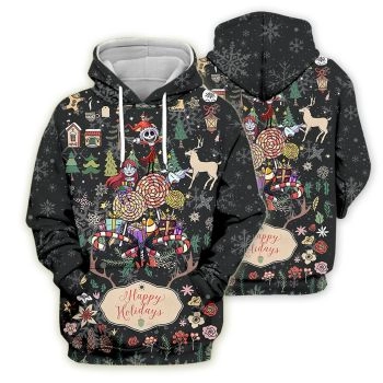 Loose Black Skull Pattern Jack Sally Hoodie