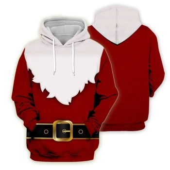 Loose And Fashion Red Belt Pattern Christmas Hoodie