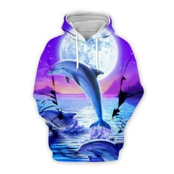 Generous And Beautiful Blue Dolphin Pattern Animals Hoodie