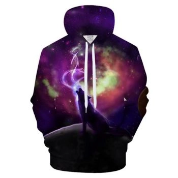 Street Style Purple Wolf Pattern Christmas Hoodie