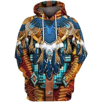 Precious And Gorgeous Colorful  Feather Skull Pattern Indians Hoodie