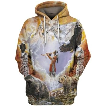 Loose And Fashion Colorful Animals Pattern Indians Hoodie