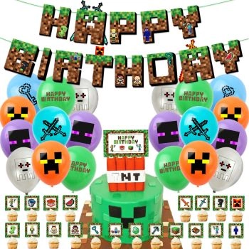 Pixel Wars game theme birthday decoration set