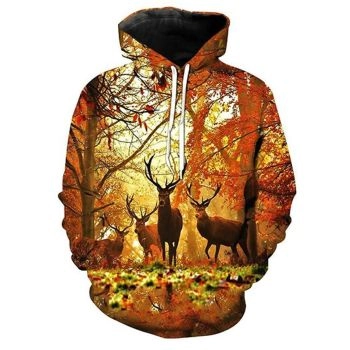 Vintage  Brown Deer Pattern Animals Hoodie