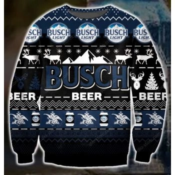 Dark Busch Beer Pattern 3D Christmas Ugly Sweater