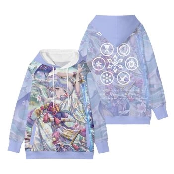 Fashion Genshin Impact Kamizato Ayaka Light Purple Anime Hoodie