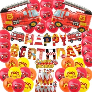 Fireman-themed party decoration set