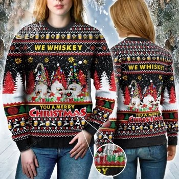 We Whiskey You A Merry Christmas Gnomes Ugly Sweater