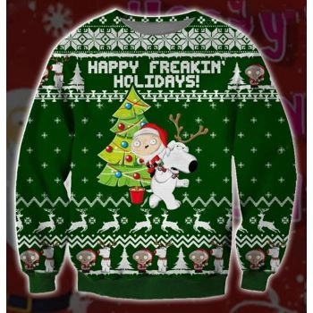 Happy Freakin Holidays 3D Christmas Ugly Sweater