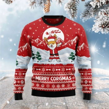 Corgi Dog Merry Xmas Ugly Christmas Sweater, All Over Print Sweatshirt