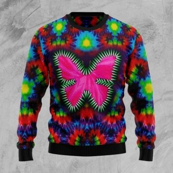 Butterfly Tie Dye Ugly Christmas Sweate