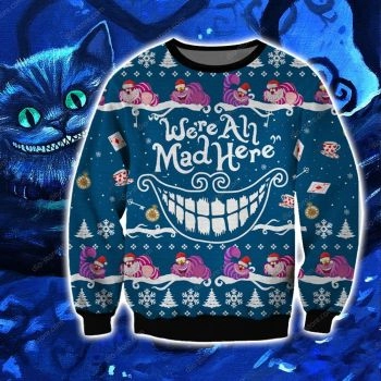 Cheshire Cat Knitting Pattern 3D Print Ugly Sweater Hoodie All Over Printed