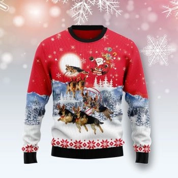 German Shepherd Santa Claus Ugly Christmas Sweater, Christmas 3D Sweatshirt