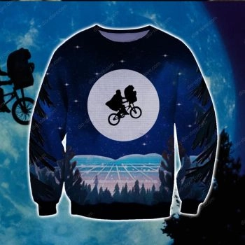 Et The Extra Terrestrial Knitting Pattern 3D Print Ugly Christmas Sweater Hoodie All Over Printed