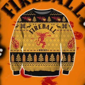 Fireball Cinnamon Whisky Knitting Pattern 3D Print Ugly Sweater Hoodie All Over Printed
