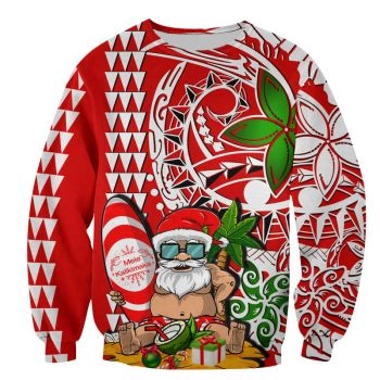 Hawaii Mele Kalikimaka Santa Claus Beach Sweater